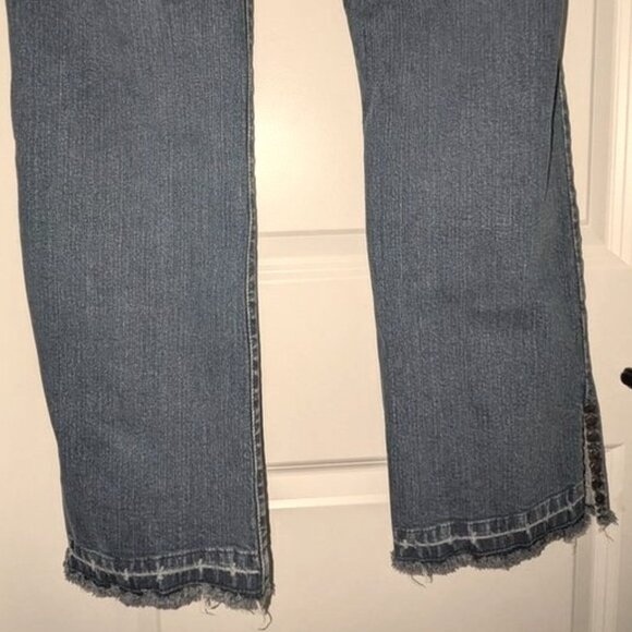 Younique Vintage Retro Bootcut Boot Leg Raw Hem CutOff Butterfly Love Jeans Pant - Picture 9 of 10